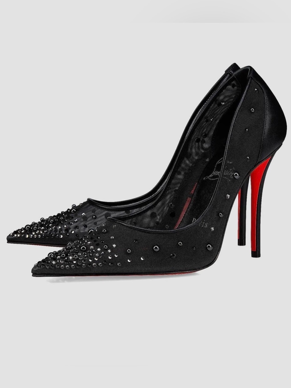 Christian Louboutin Miss Z Degrastrass 100MM Perla Mesh Leather Strass Pumps